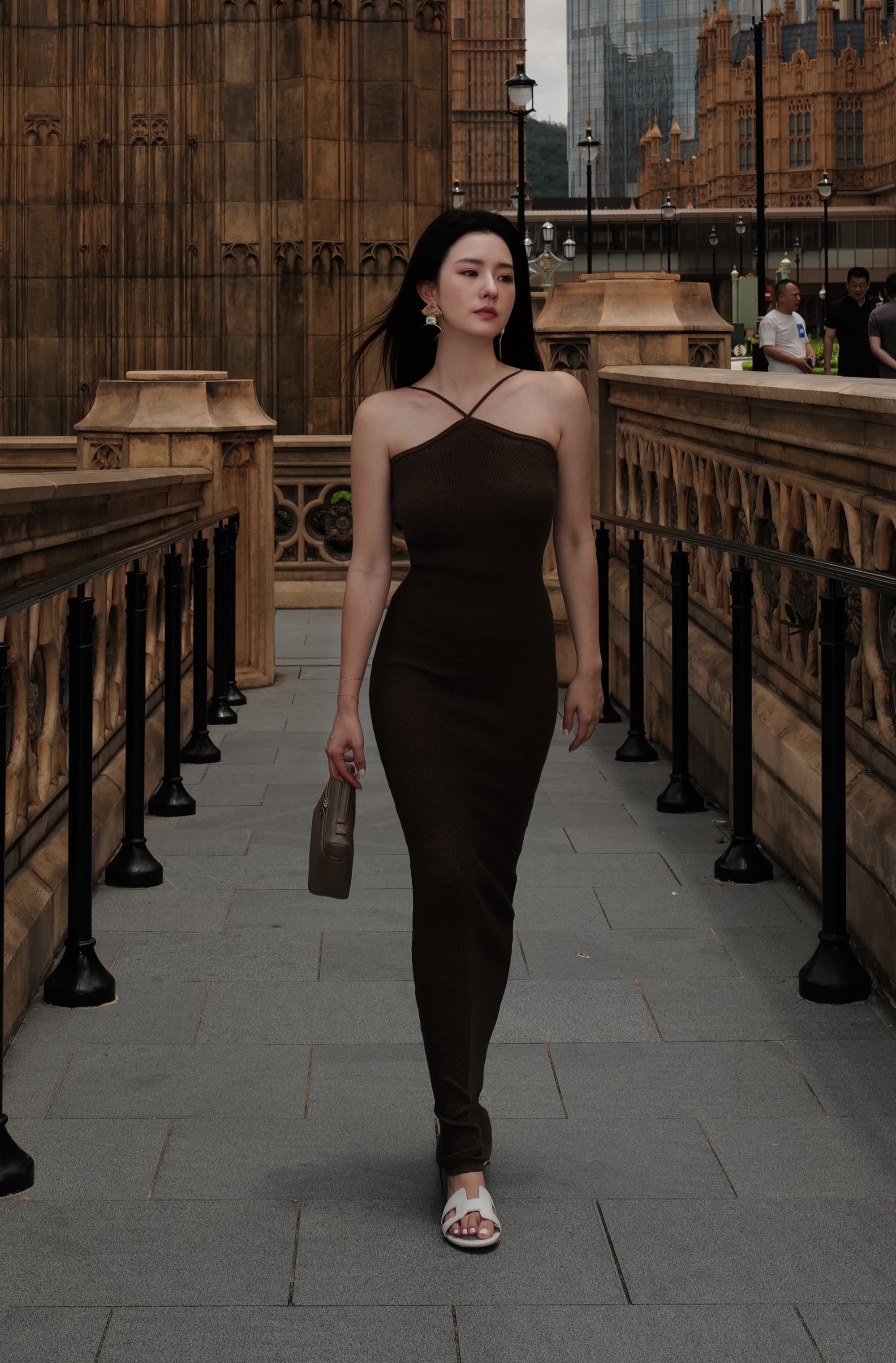 KNITTED HALTER MAXI DRESS