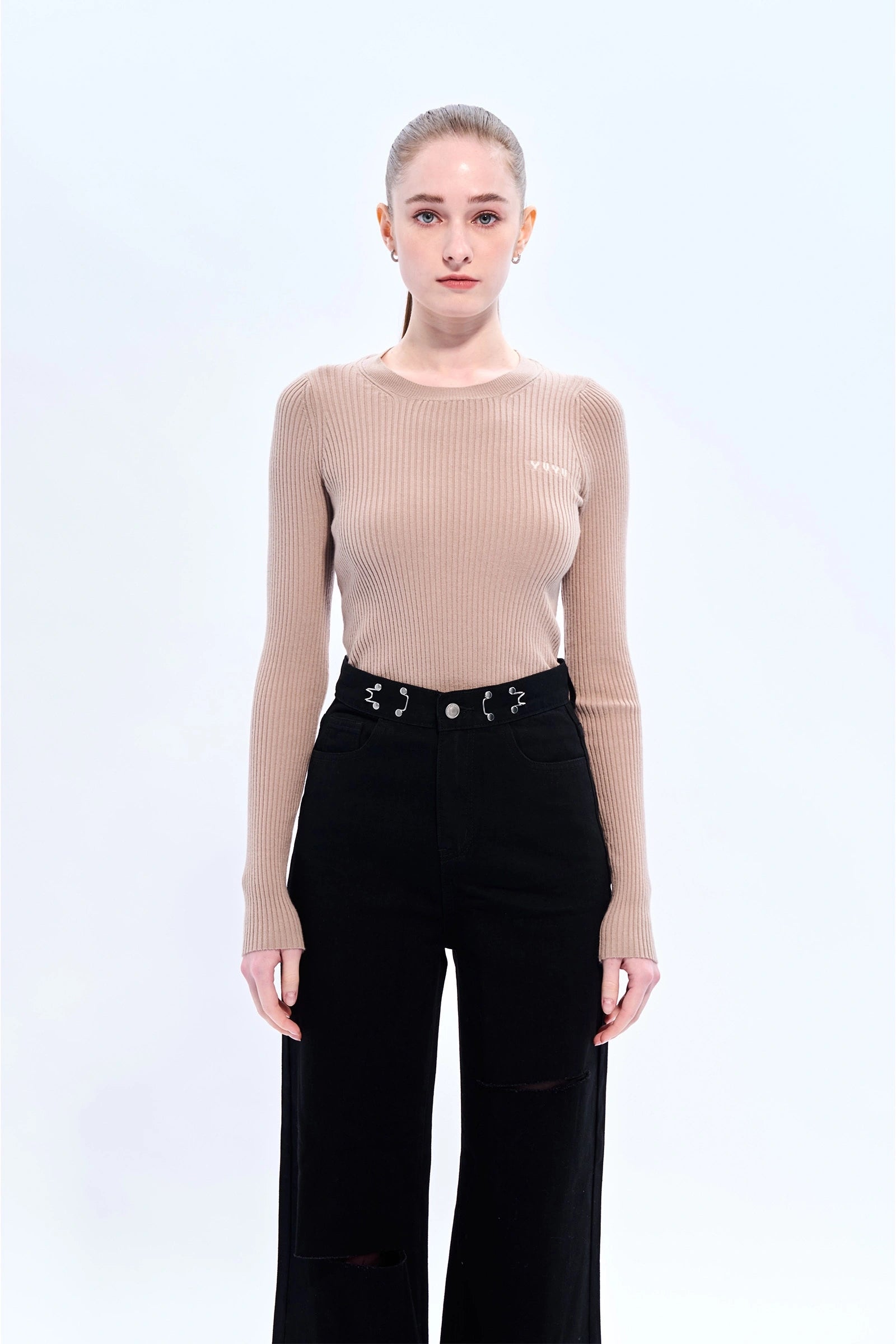 YUYU Crew Neck Knit Top