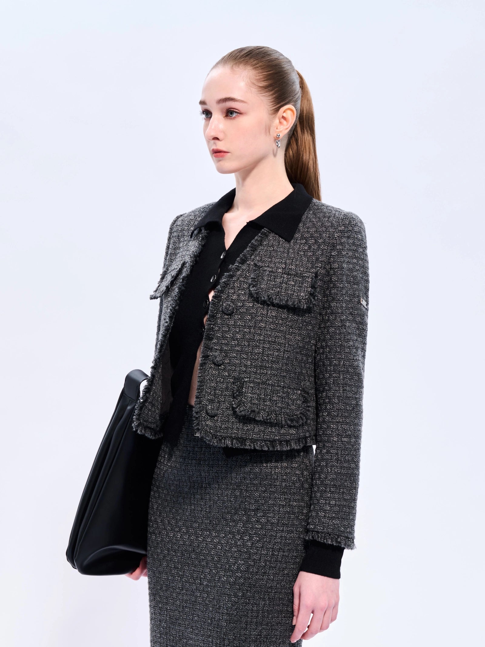 Grey Fringe Tweed Jacket