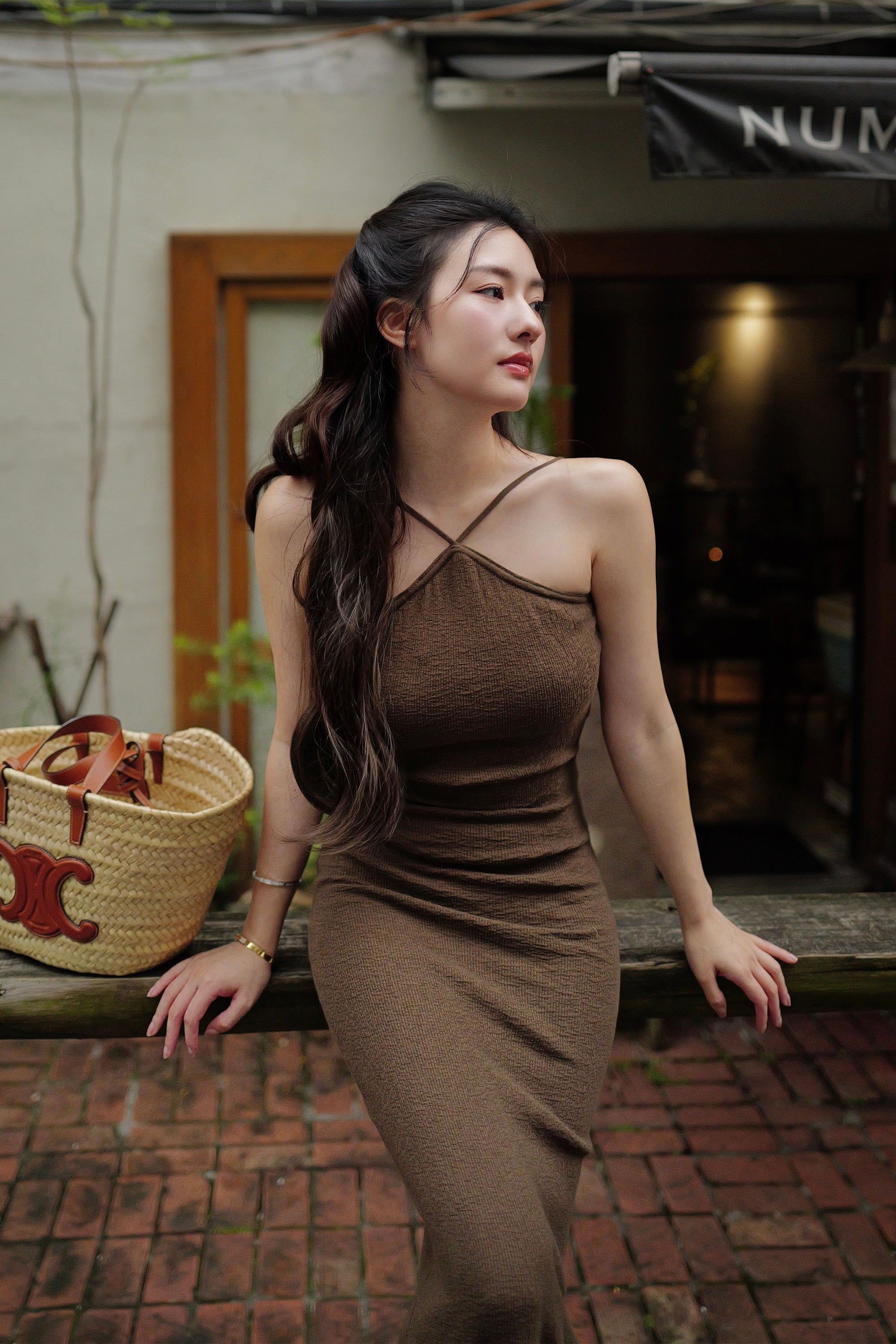 KNITTED HALTER MAXI DRESS