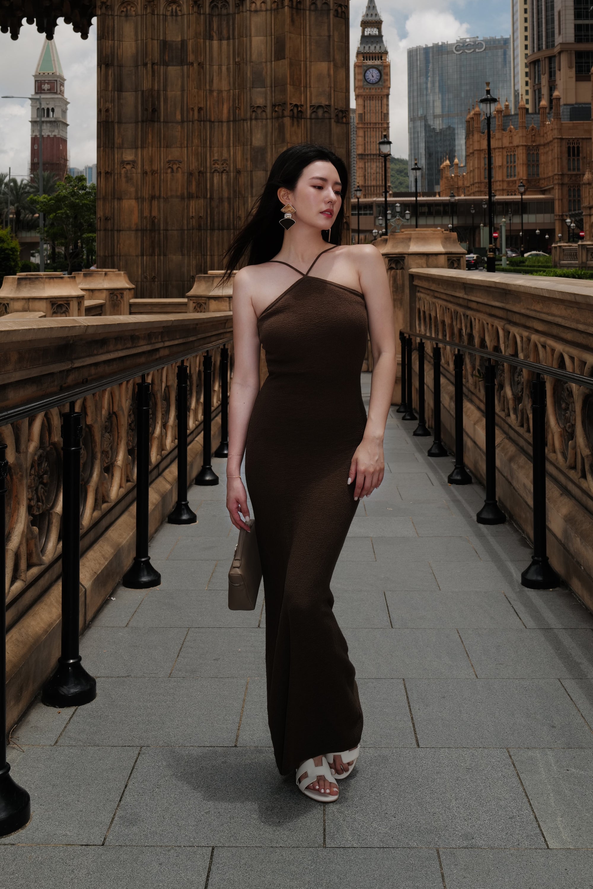 KNITTED HALTER MAXI DRESS