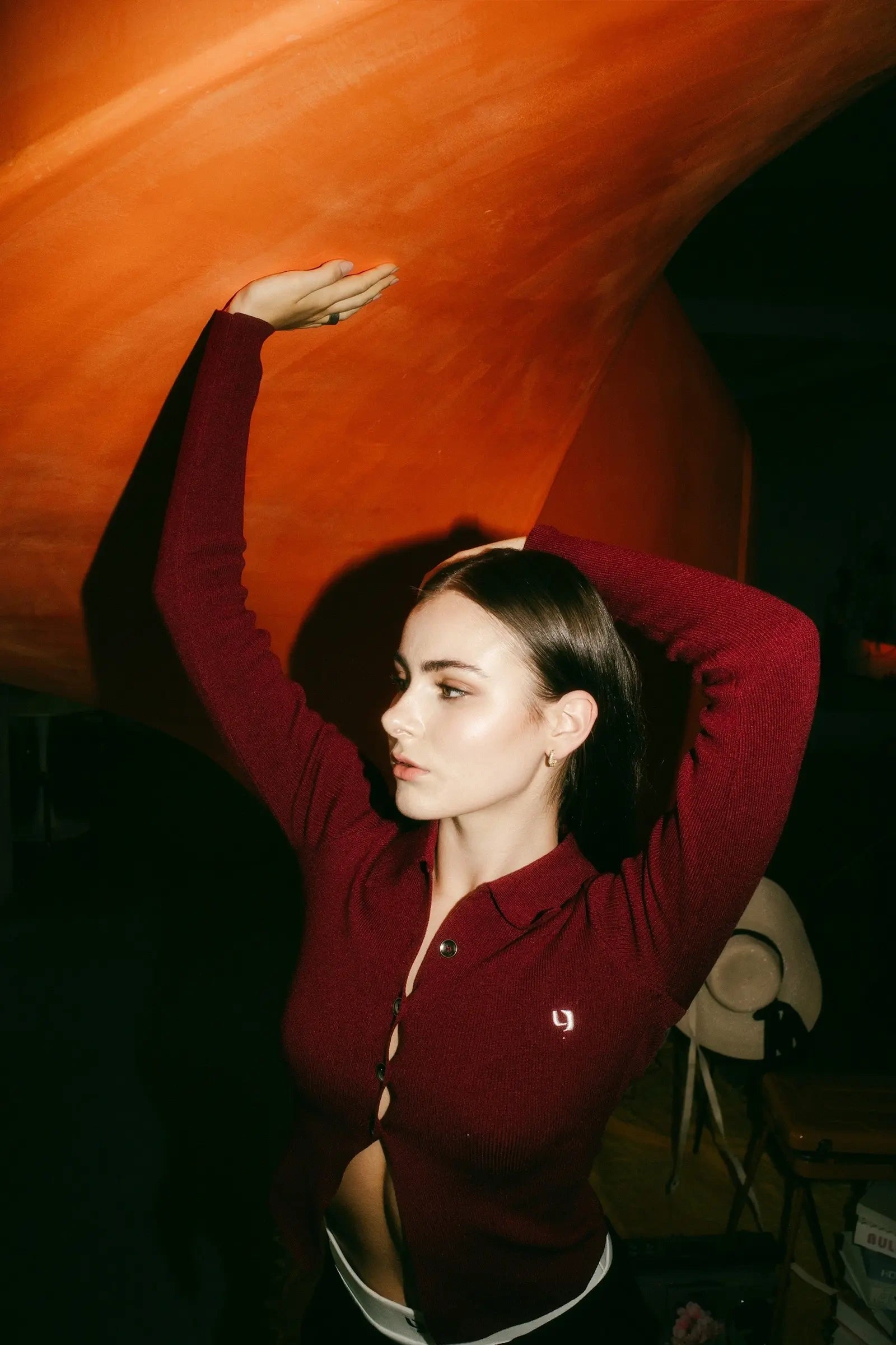 Inverted V-knit sweater