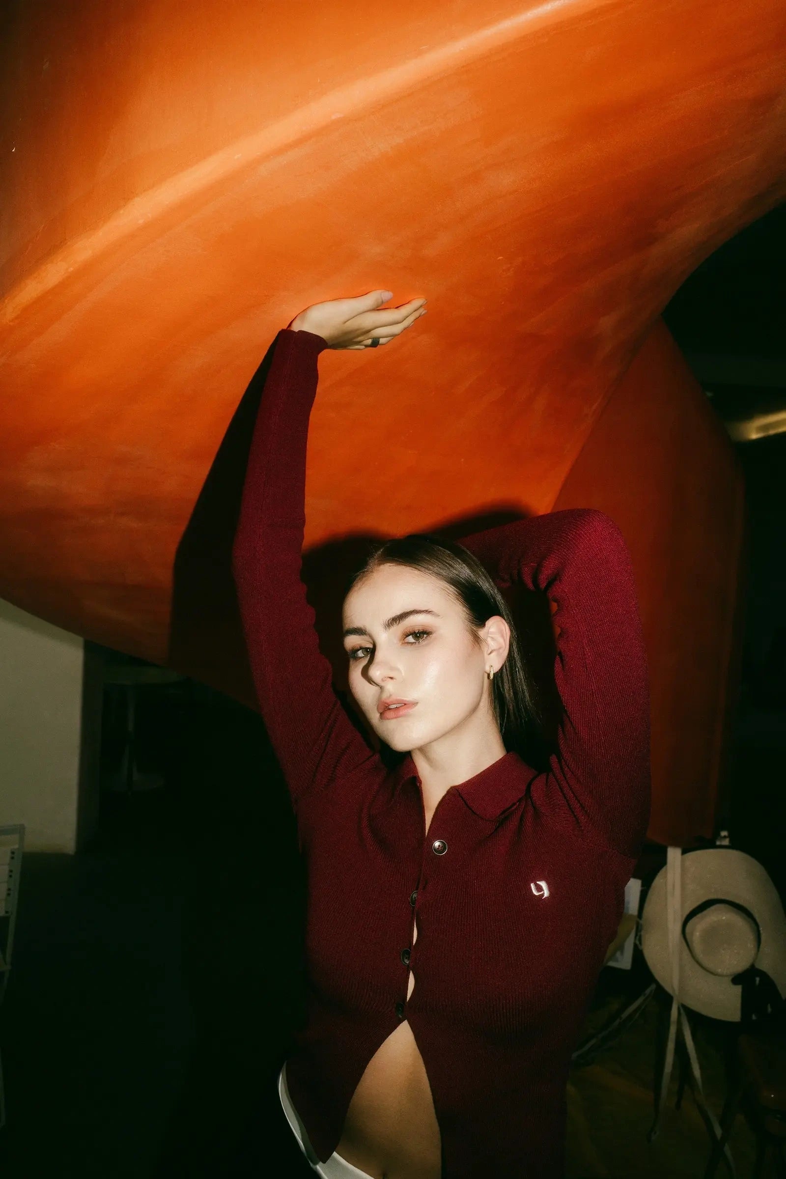 Inverted V-knit sweater