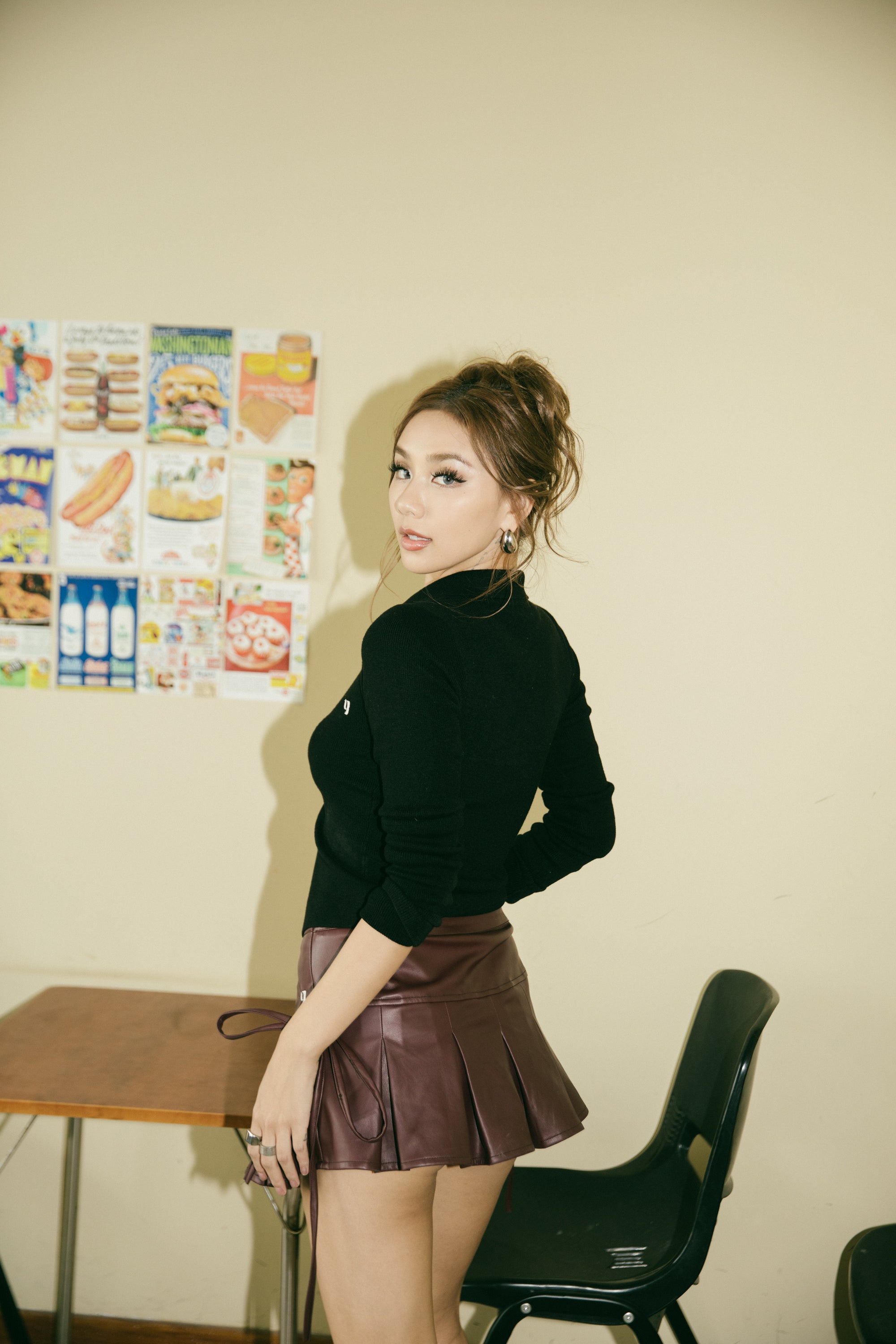 Lace-up Leather Mini Skirt