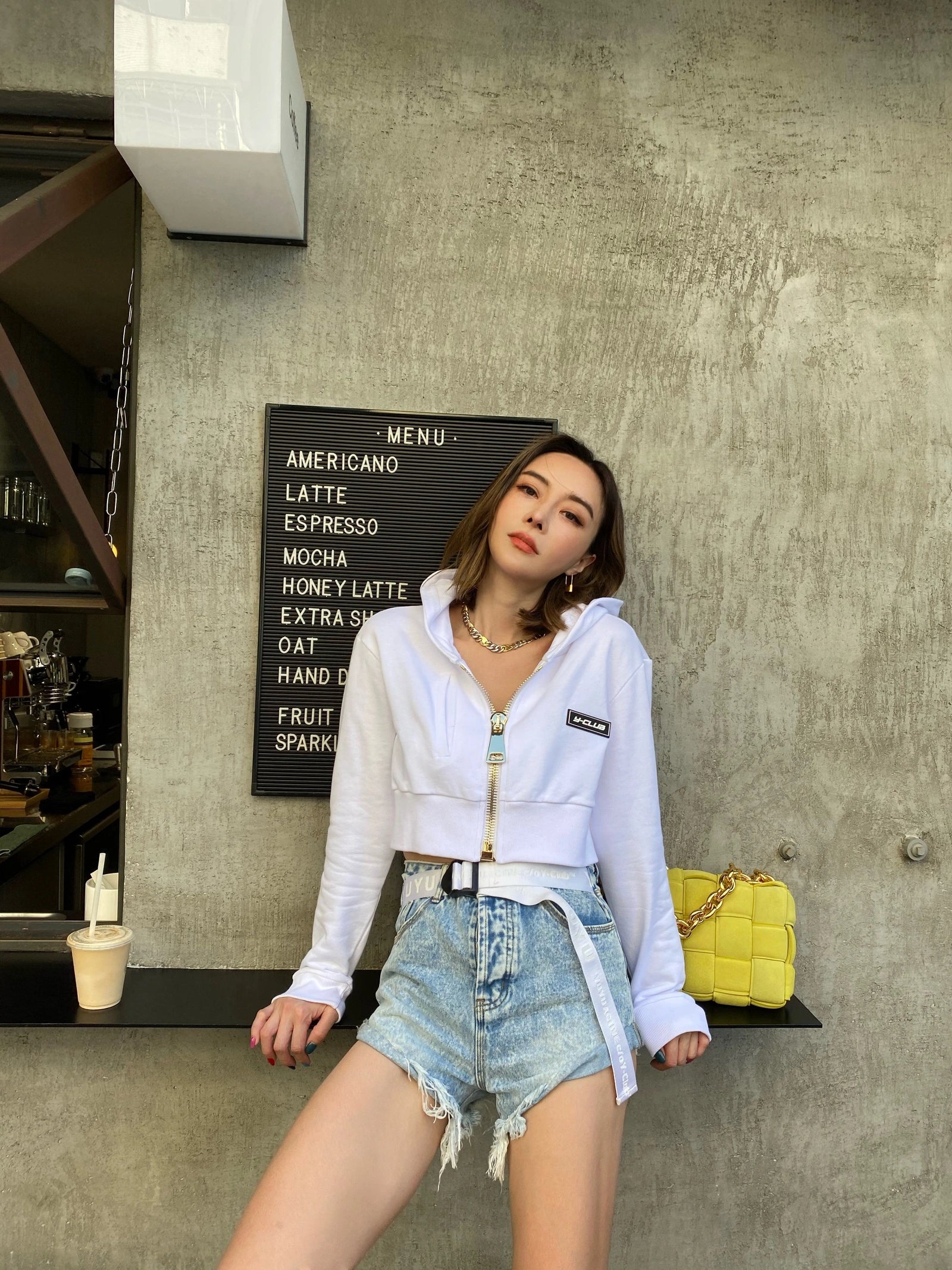 Gold Zip Hooded Jacket