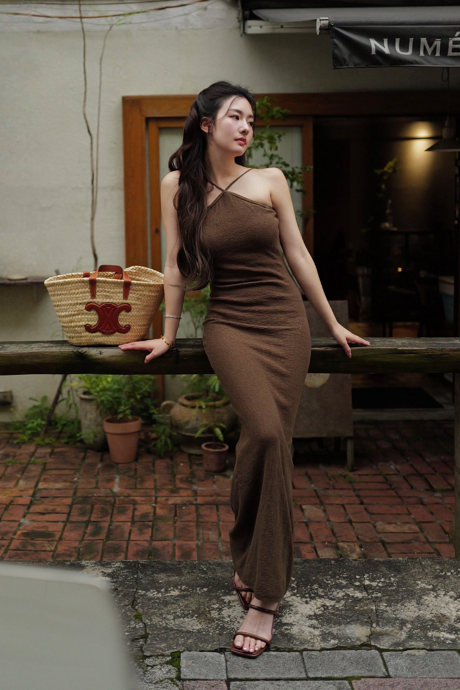 KNITTED HALTER MAXI DRESS