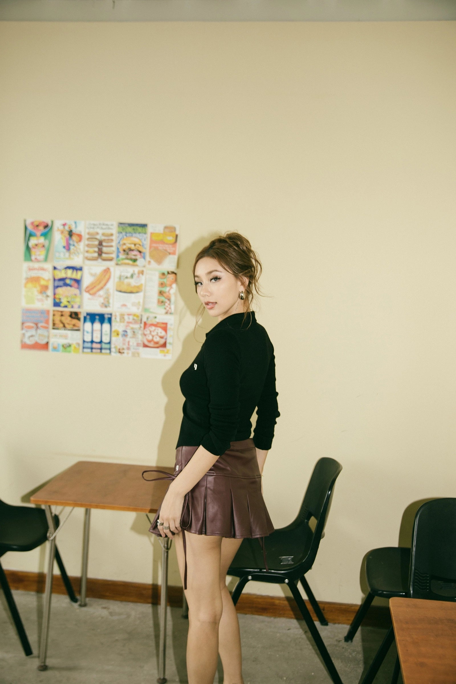 Lace-up Leather Mini Skirt